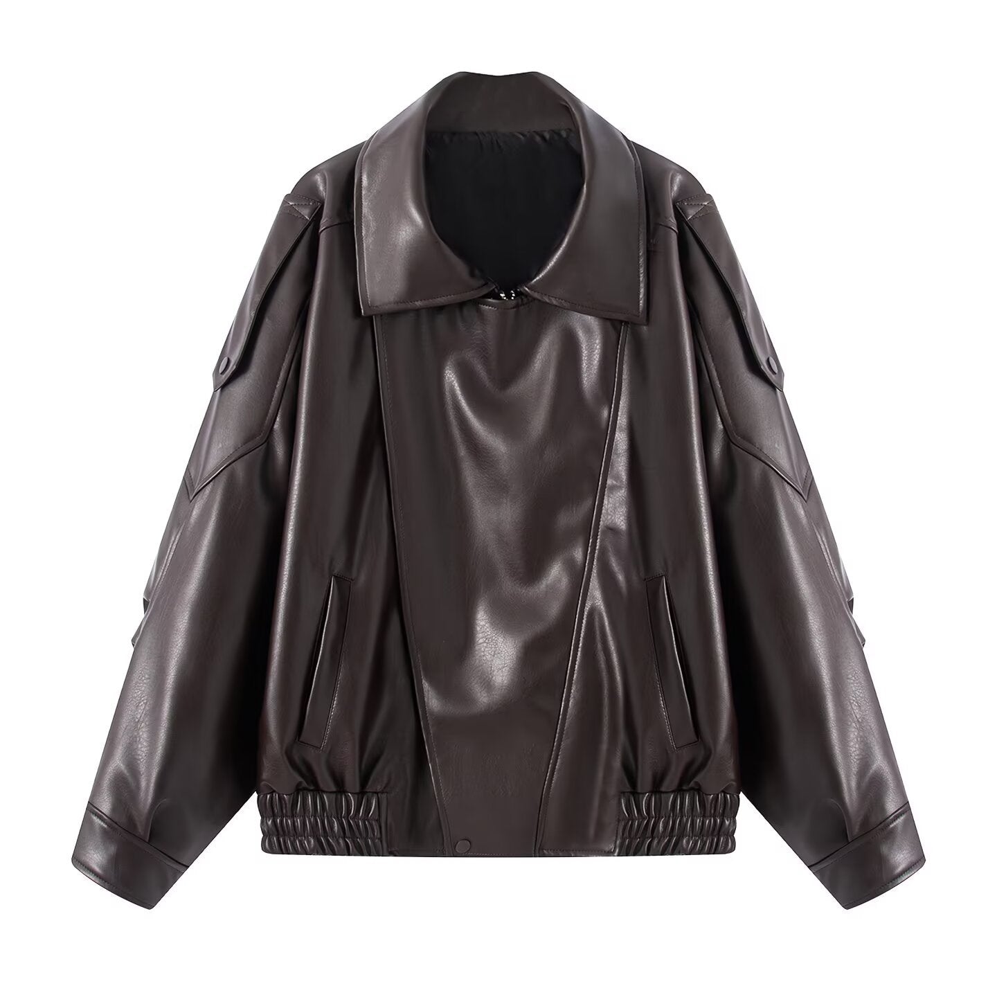Damen Kunstlederjacke Innovatives Design Praktische Taschen