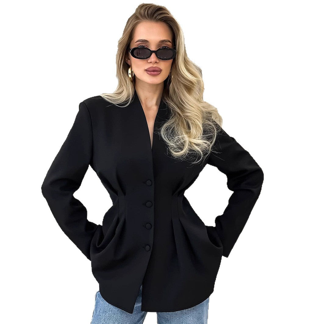 Damen Jacke Tailliert Knopfdetails Eveloria