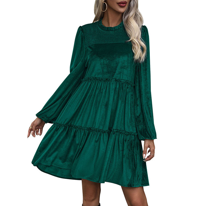 Damen Midikleid Voluminöse Rüschen Eleganter Bund Eveloria
