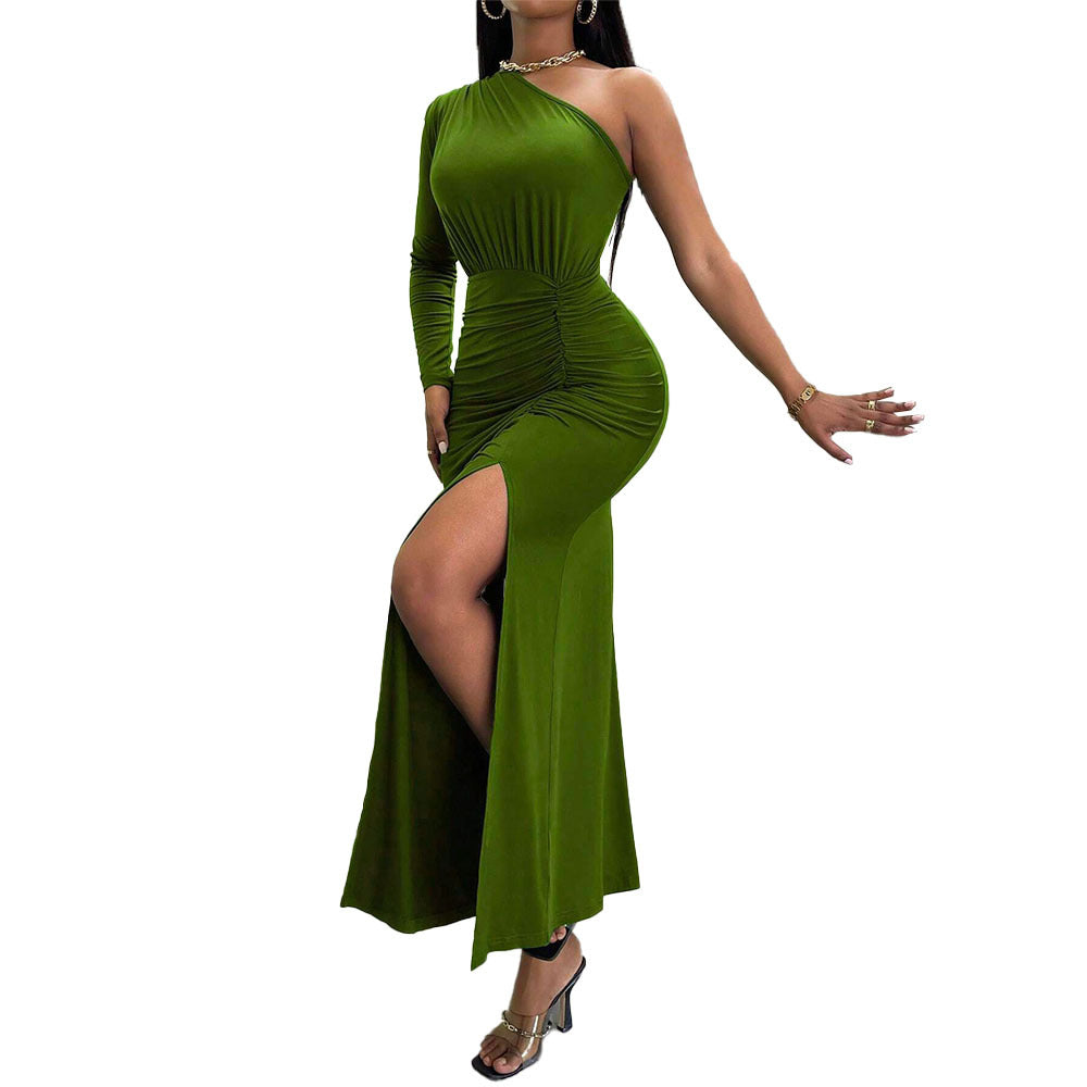 Damen Wickelkleid Asymmetrisch Raffung Eveloria