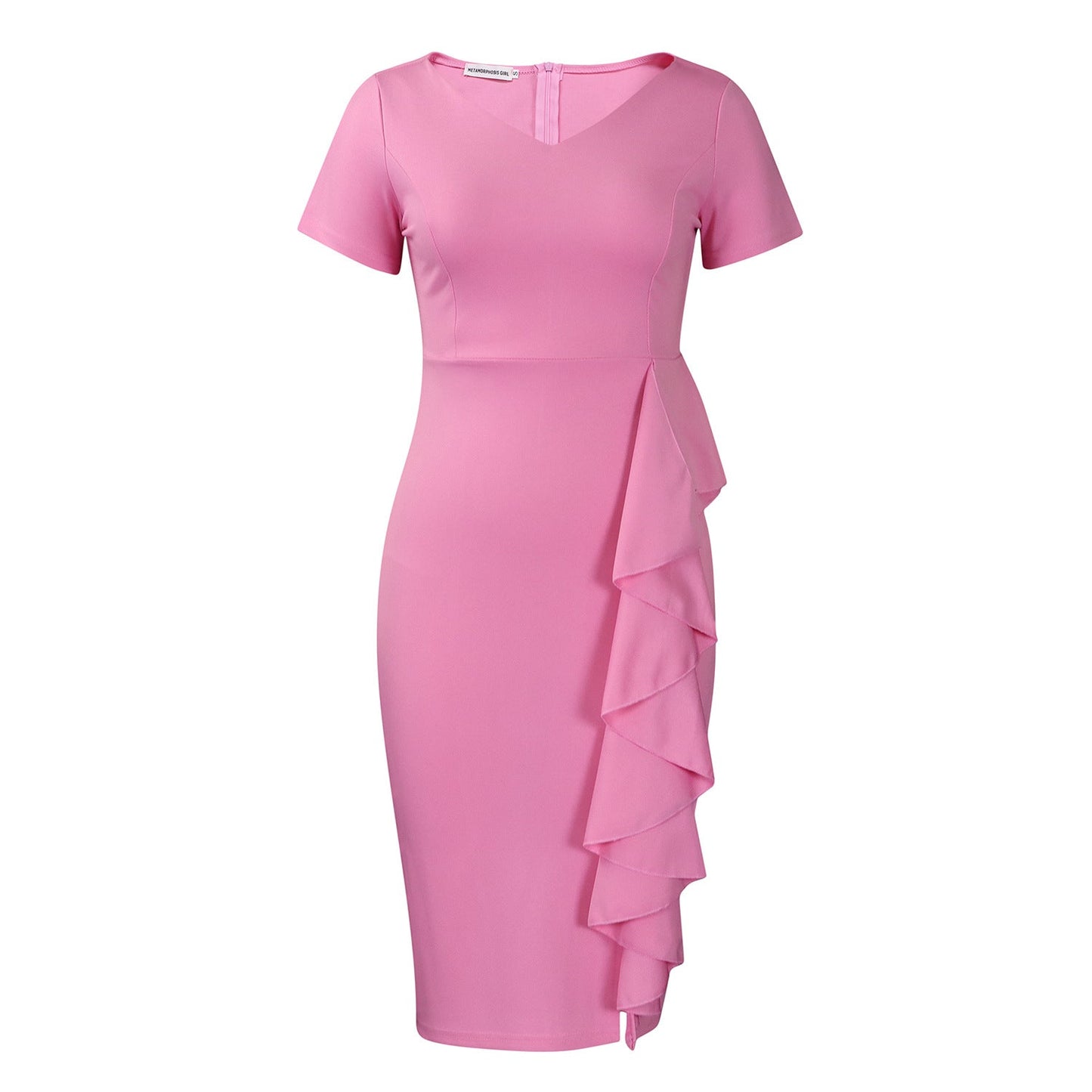 Damen Etuikleid Asymmetrisches Rüschendesign Eveloria