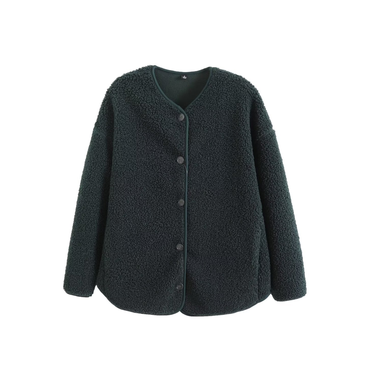 Damen Kuscheljacke Weich Velour mit Knöpfen Beige