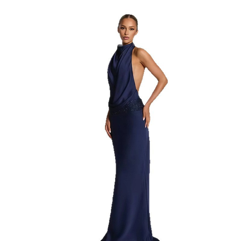 Eveloria Damen Abendkleid tiefes Dekolleté Seidig