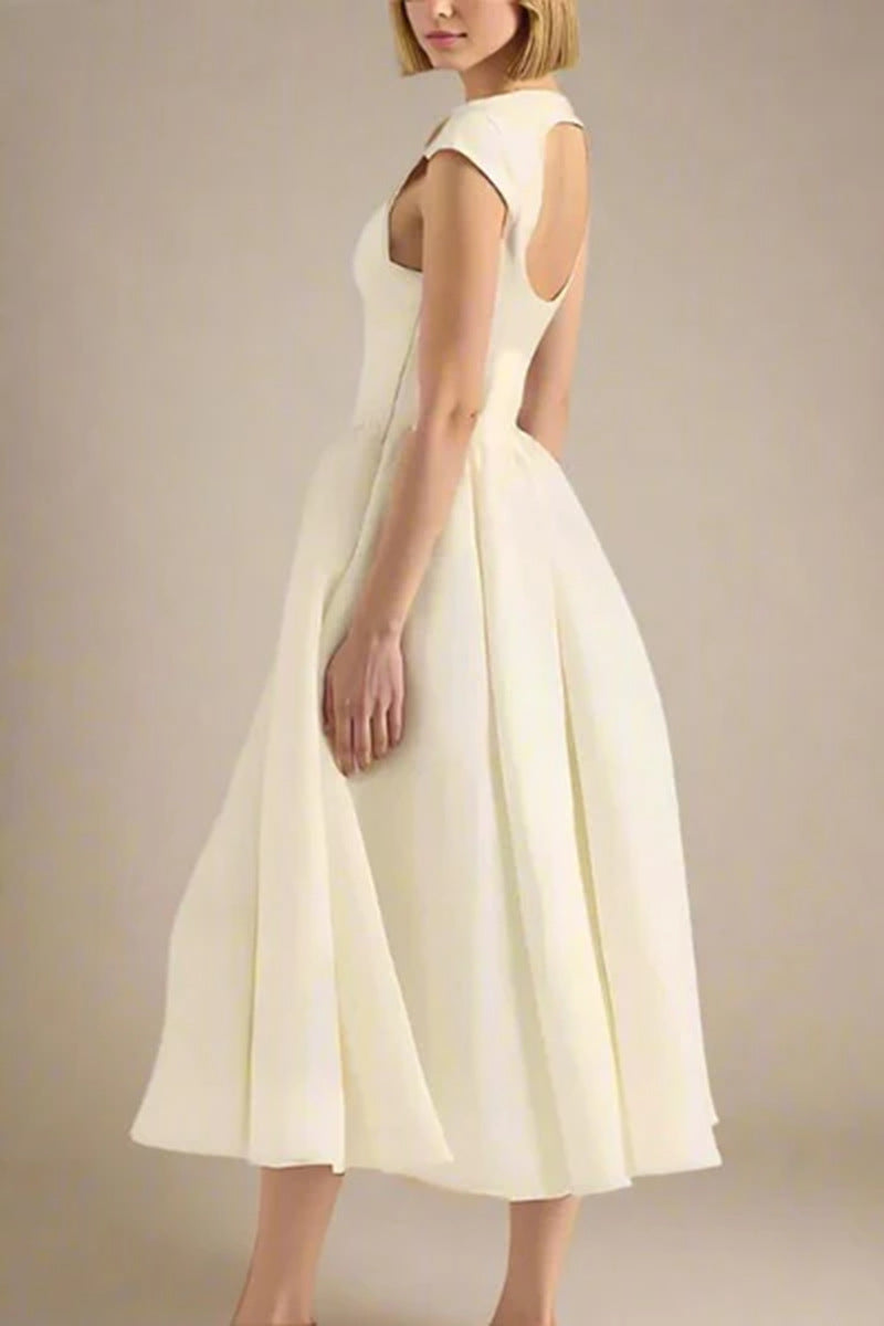 Damen Maxikleid A-Linie Rundhals Elegant Eveloria