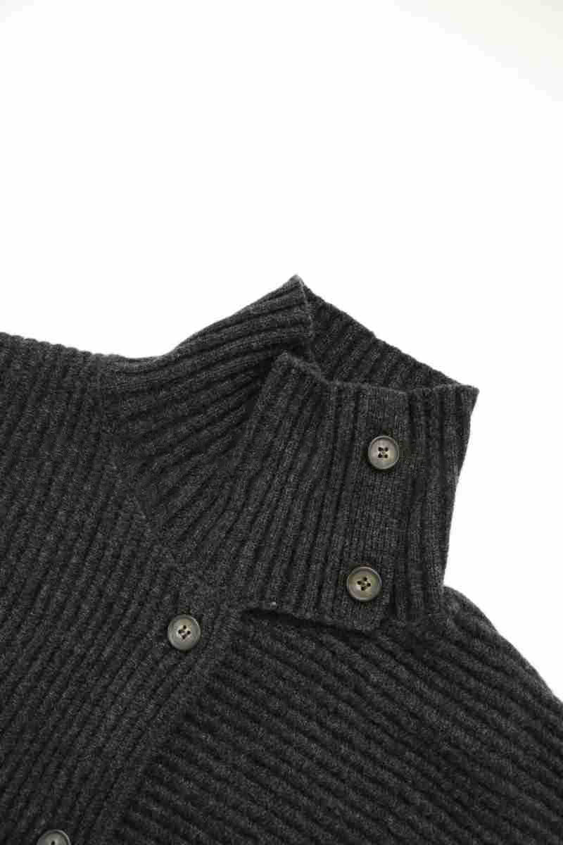 Damen Strickjacke Relaxed mit hohem Kragen und Knöpfen