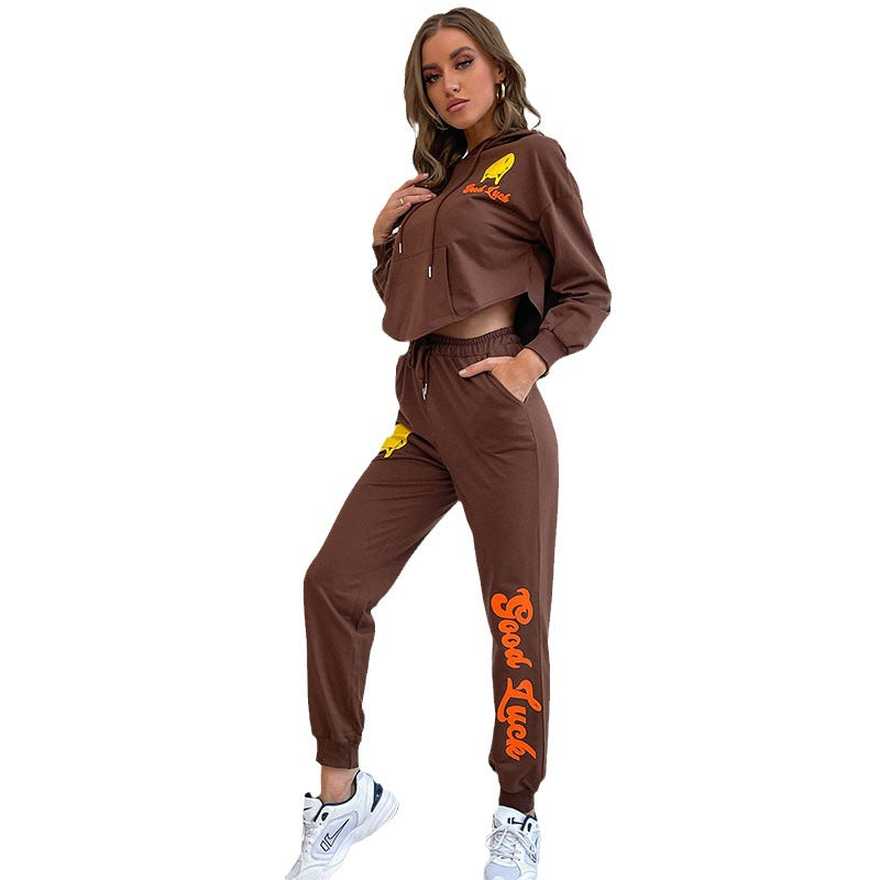 Damen Jogginganzug mit Kapuze Bunt Graphic-Print