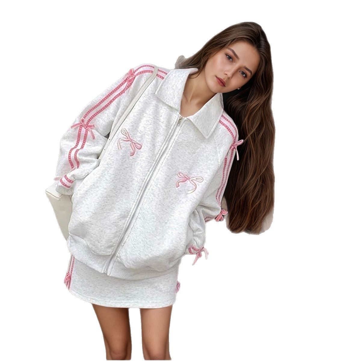 Damen Sportliche Sweatjacke mit Bindebändern Eveloria