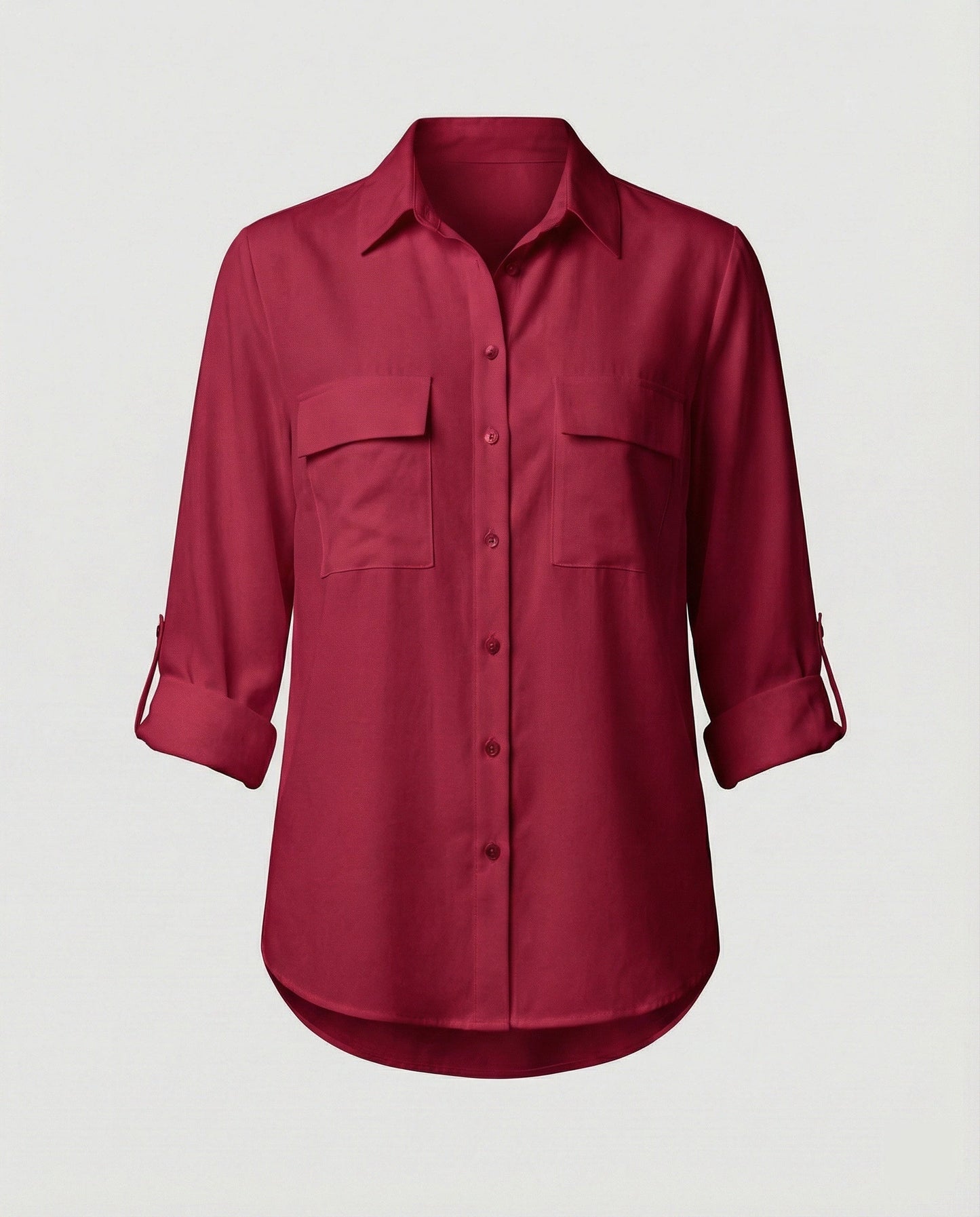 Damen Bluse Klassischer Schnitt Mit Taschen
