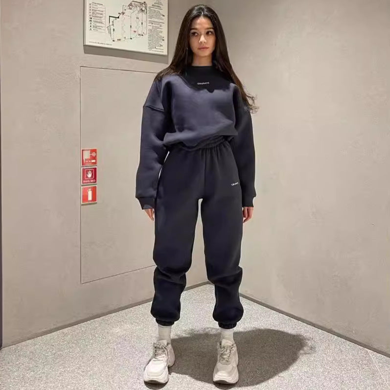 Damen Sweatanzug Oversized Elastisch Grau Eveloria