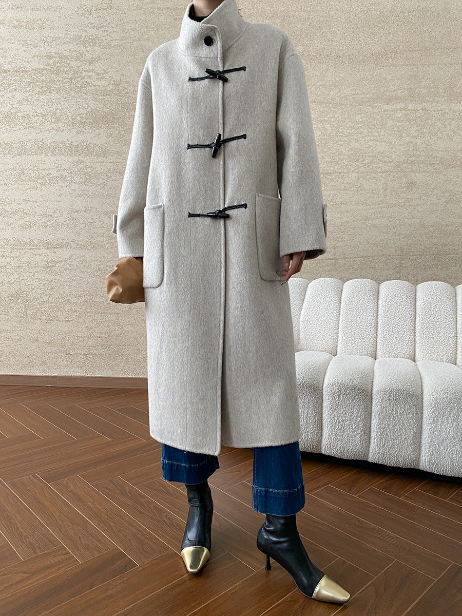 Damen Duffle-Coat Lang Weiches Material Eveloria