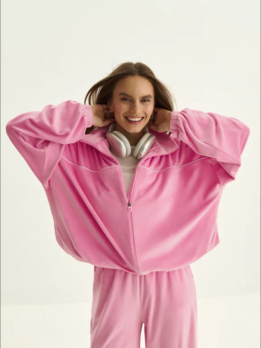 Damen Fleecejacke mit hohem Kragen und weiten Ärmeln Eveloria