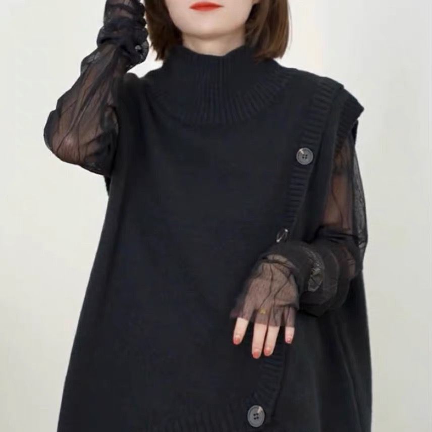 Damen Strickpullover Asymmetrisch Hoher Kragen Eveloria