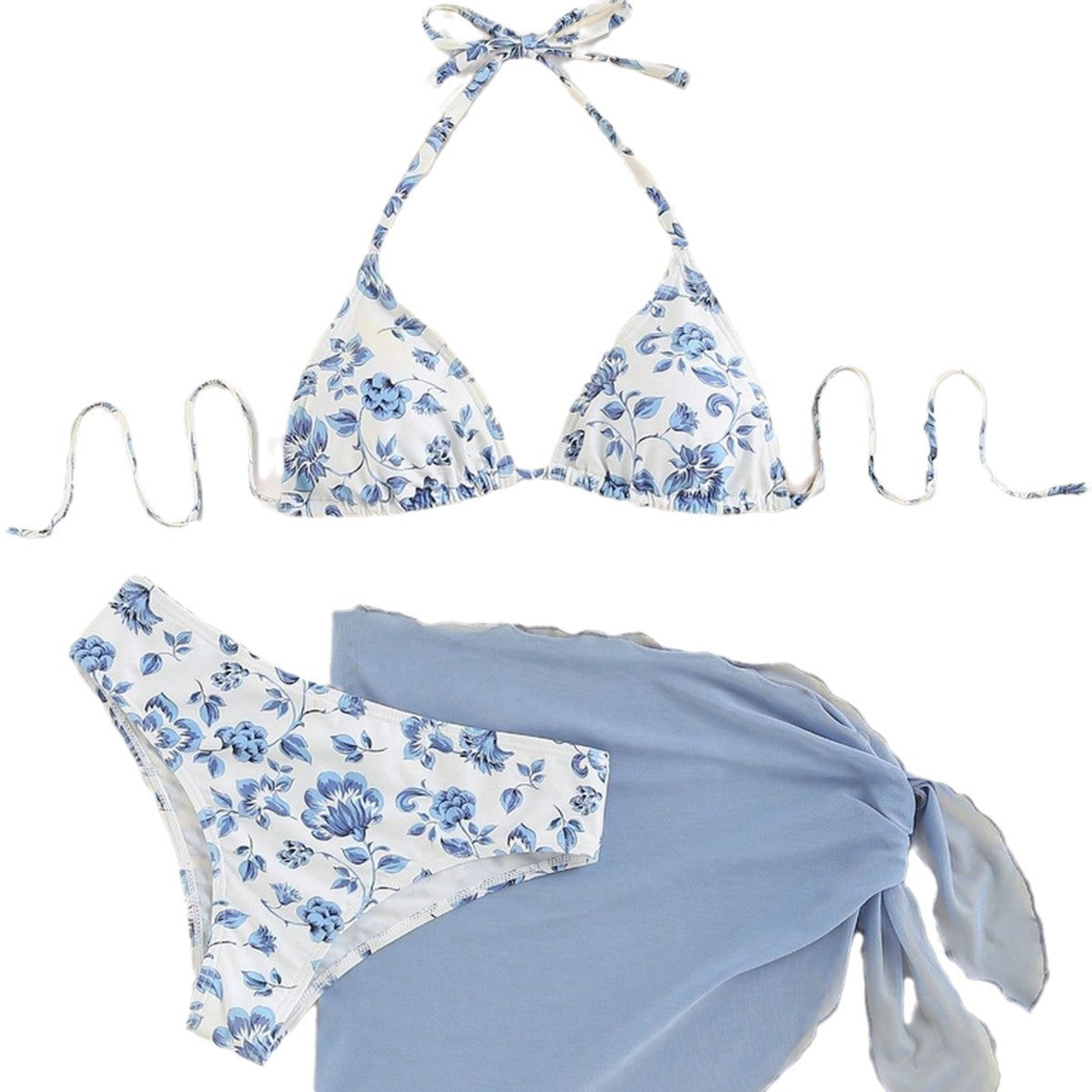 Damen Bikini-Set Blumenmuster mit Pareo