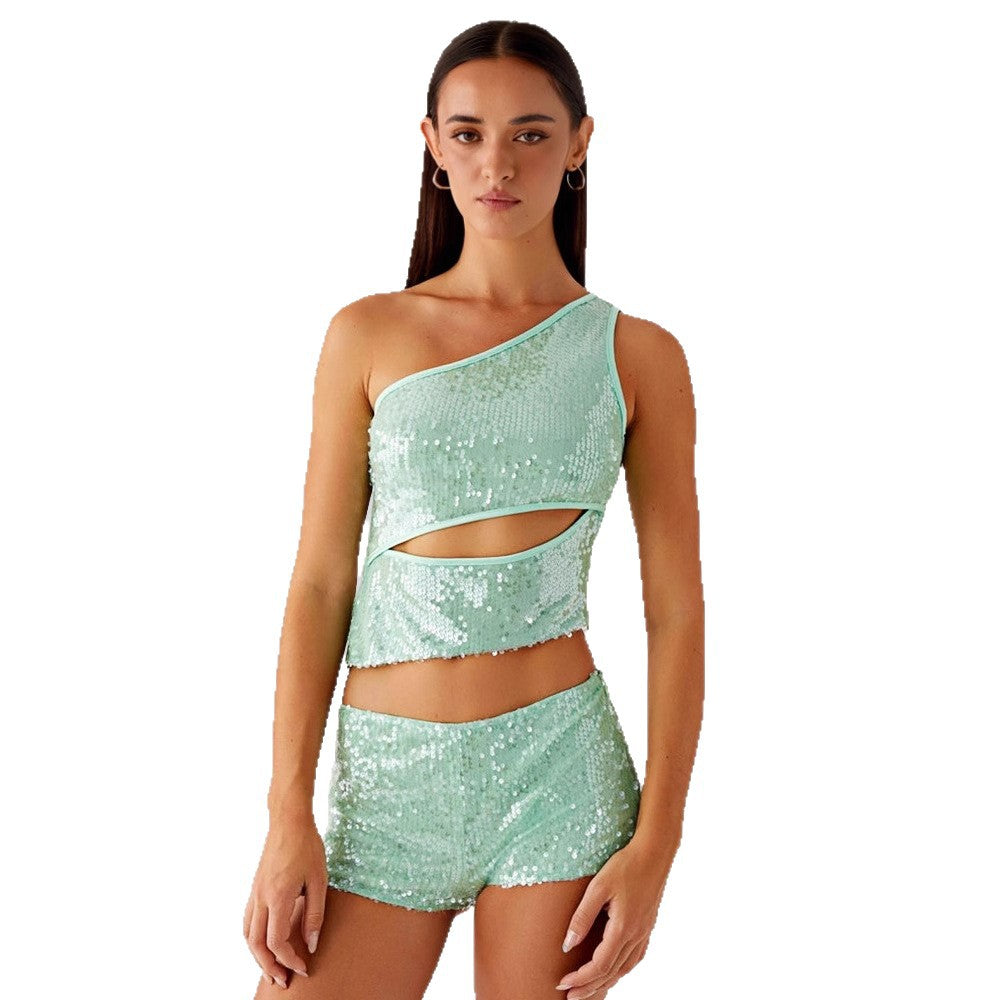 Damen Glitzerndes und Shorts Set Eveloria
