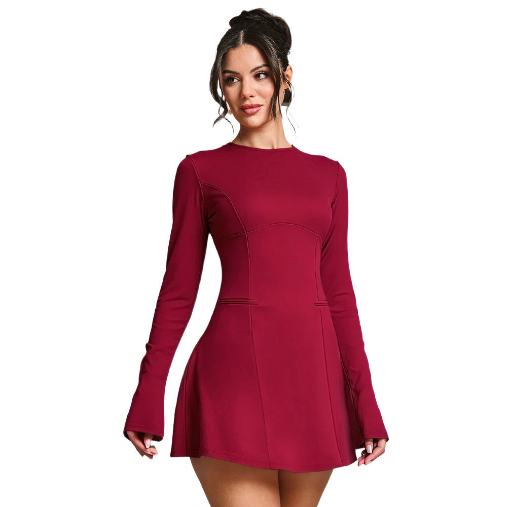 Damen Kurzärmeliges Kleid Eveloria Elegant Schnitt