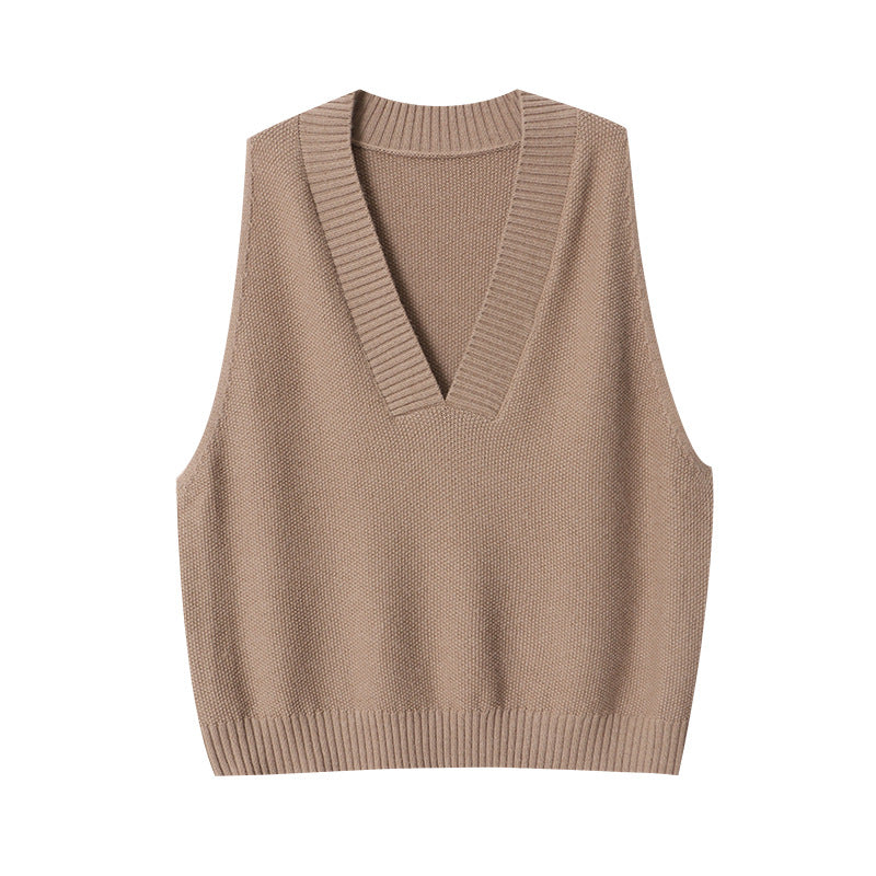 Damen Strickweste V-Ausschnitt Rippdetails Elegant Eveloria