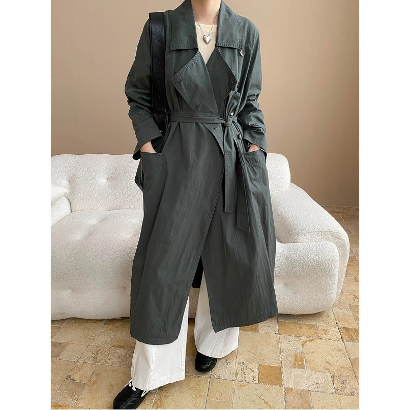 Damen Oversized Trenchcoat mit Taschen und Gürtel Eveloria