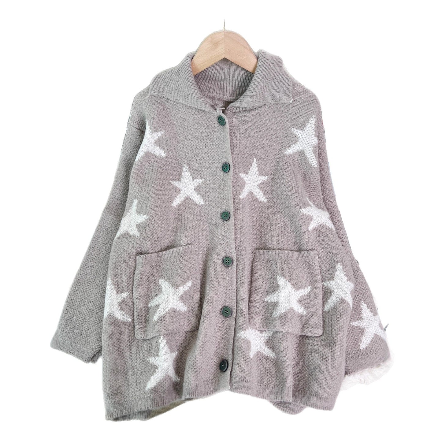 Damen Strickjacke Sternenmotiv mit Taschen Eveloria