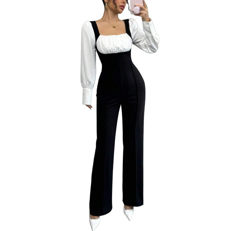 Damen Jumpsuit Puffärmel Tailliert Eveloria