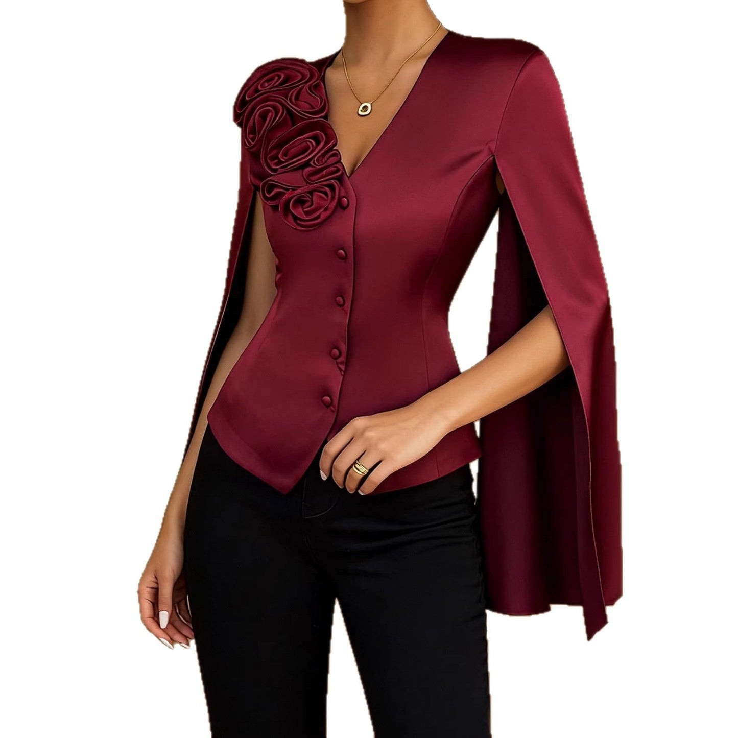 Damen Bluse Glanzstoff Eveloria