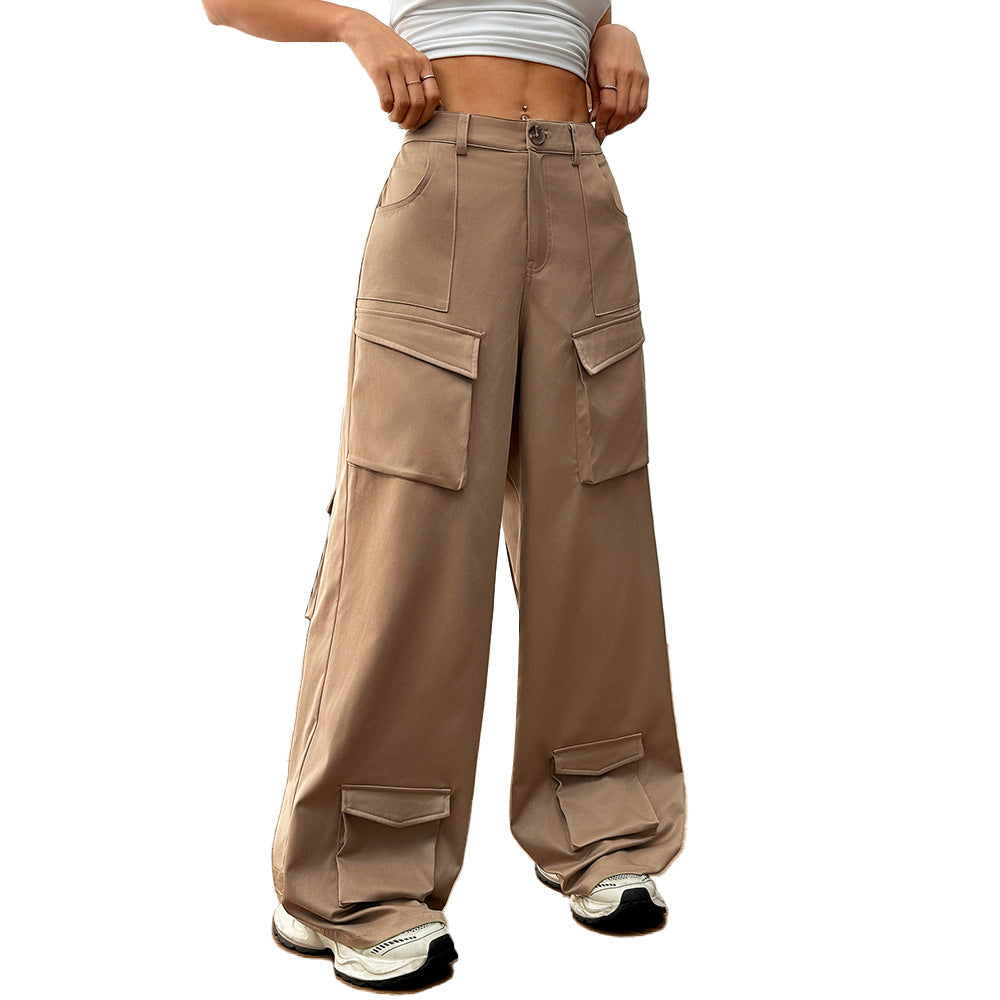 Damen Cargo-Hose Weite Passform Elastischer Bund