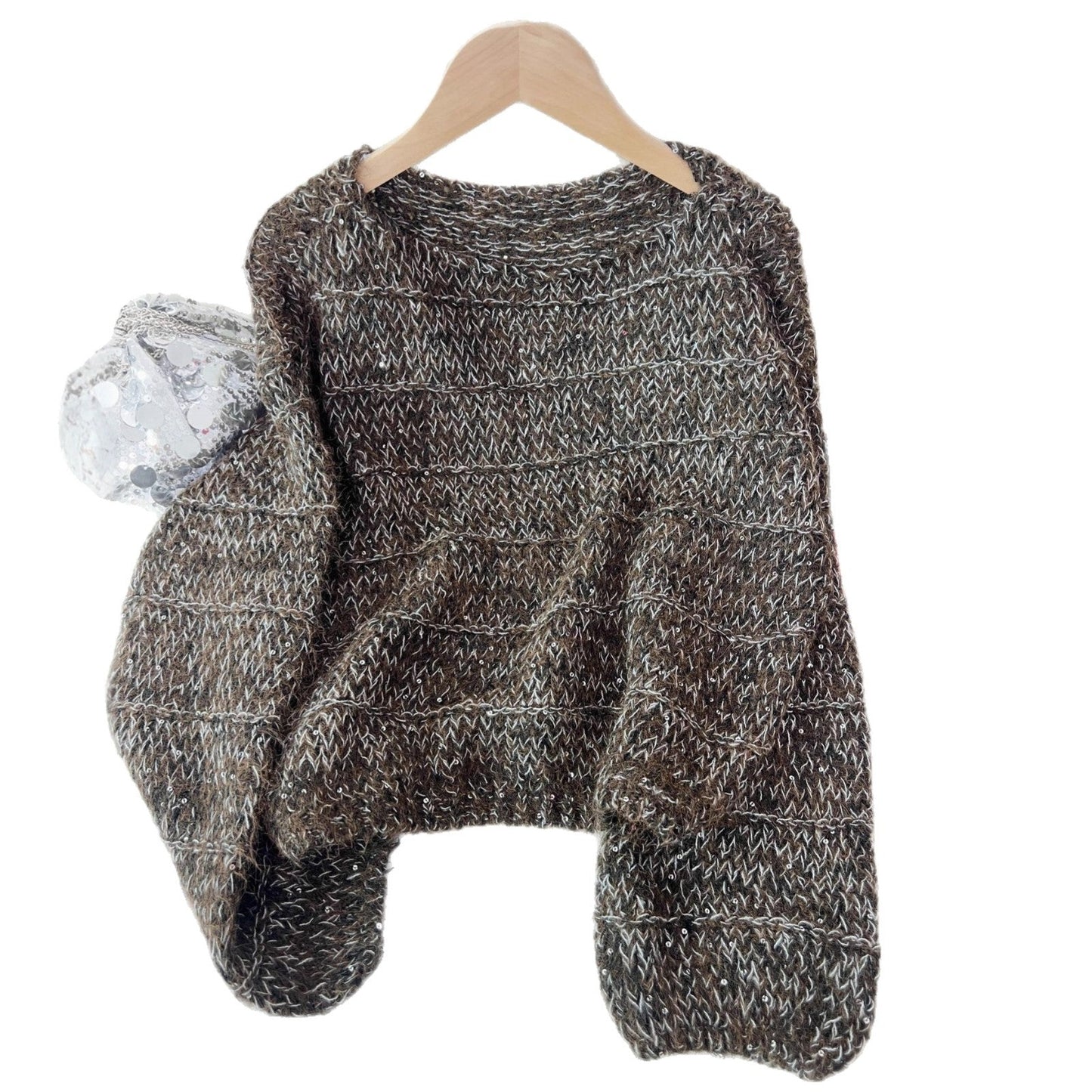 Damen Grobstrickpullover Lässiger Schnitt Ballonärmel Eveloria