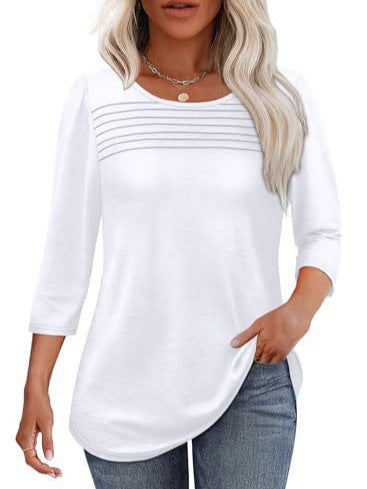 Damen Langarmshirt Plissee-Details Eveloria