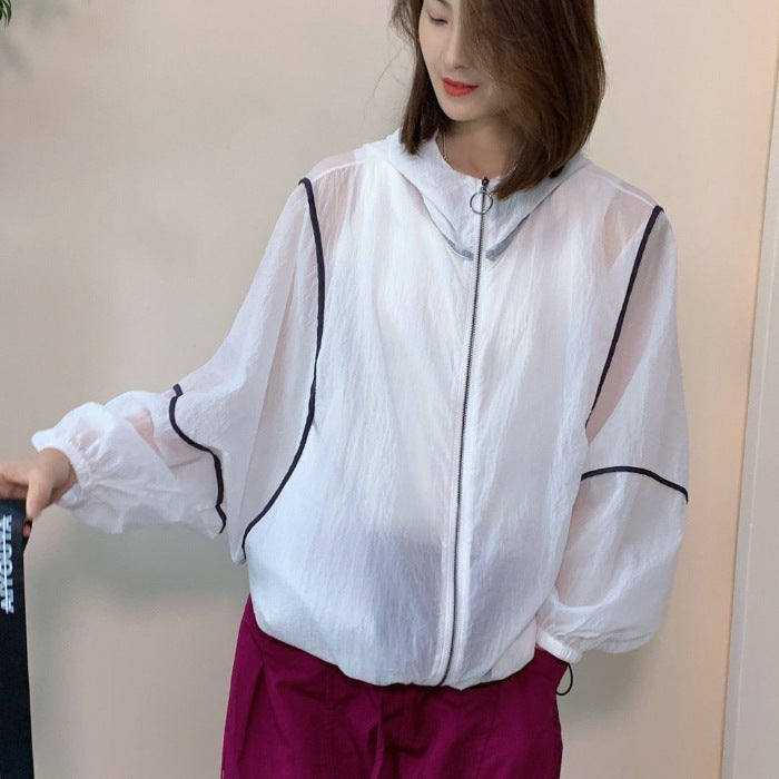 Damen Leichte Kapuzenjacke Elastischer Saum Reflektierend