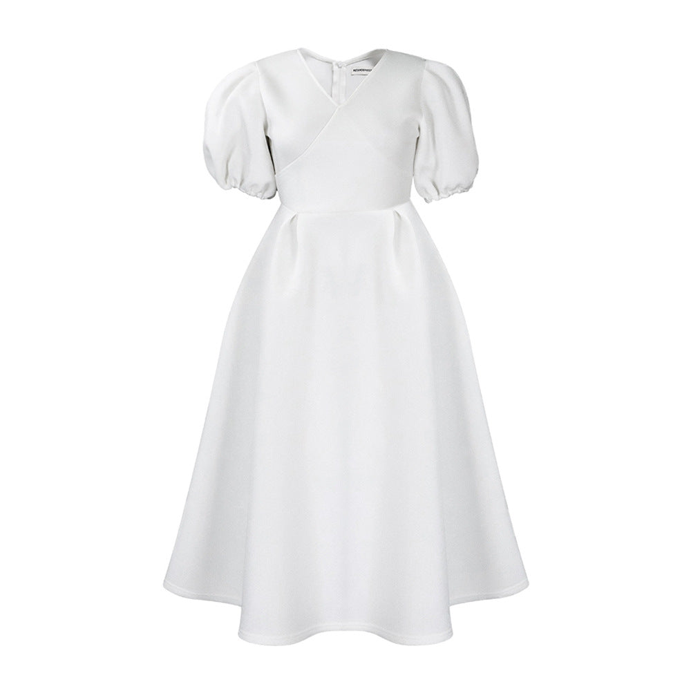 Damen Maxikleid mit Puffärmeln Elegantes Taillieren Eveloria