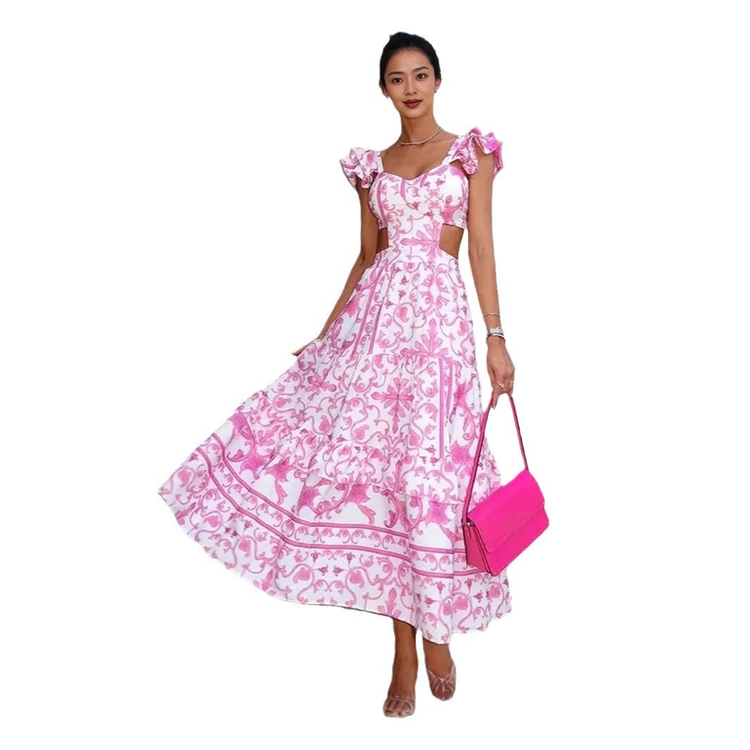 Damen Maxikleid Cut-out-Design Rüschendetails Eveloria
