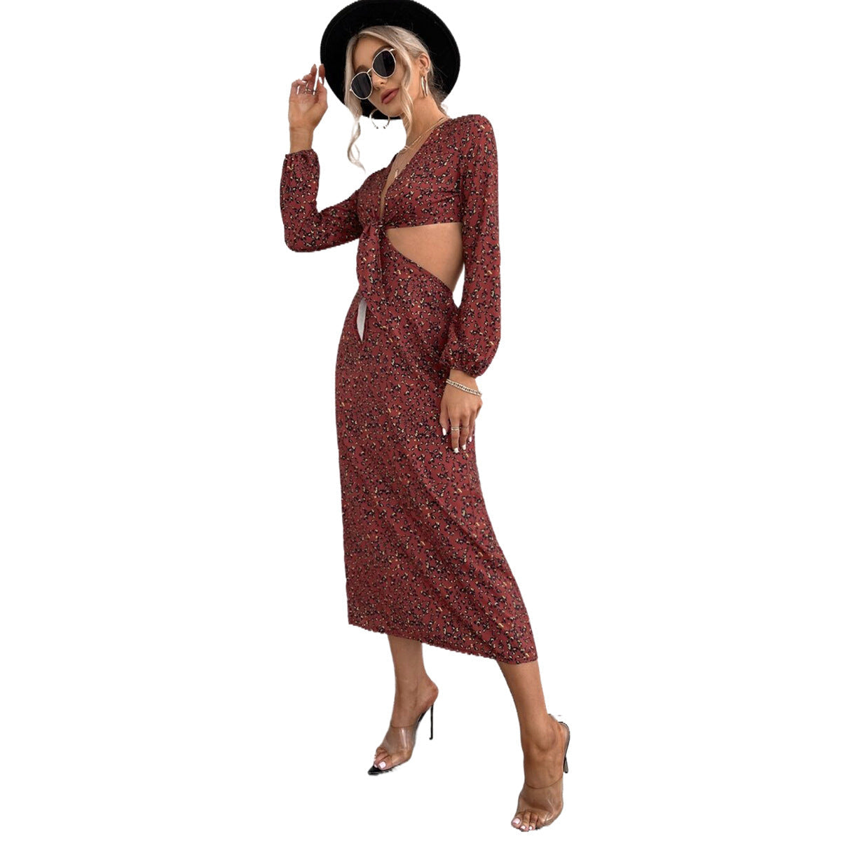 Damen Maxikleid Cut-Outs Knotendesign Eveloria