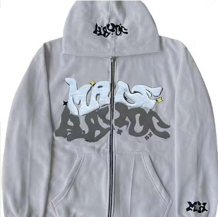 Damen Sportjacke Graffiti-Stil Kapuzenjacke Grau Eveloria