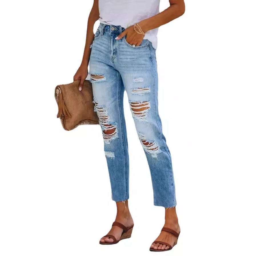Damen Boyfriend Jeans Destroyed Style Eveloria
