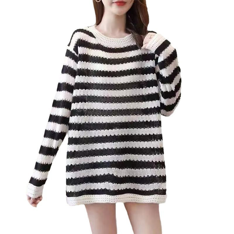 Damen Strickpullover Gestreift Weit