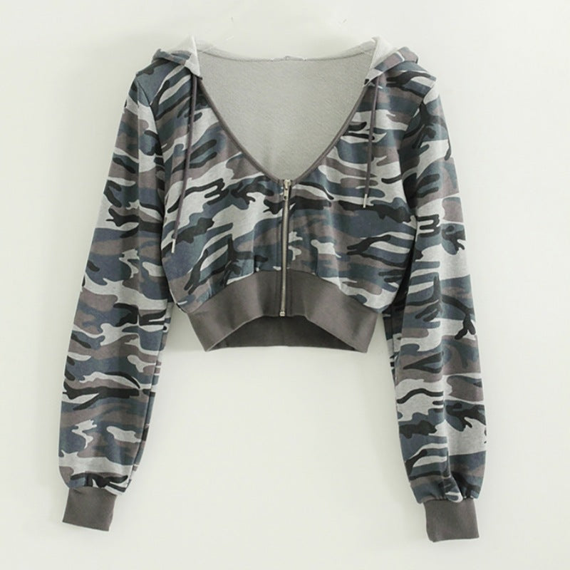 Damen Sportliche Cropped Zip Hoodie Eveloria