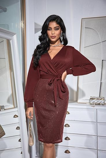 Damen Wickelkleid Glitzerrock Eveloria