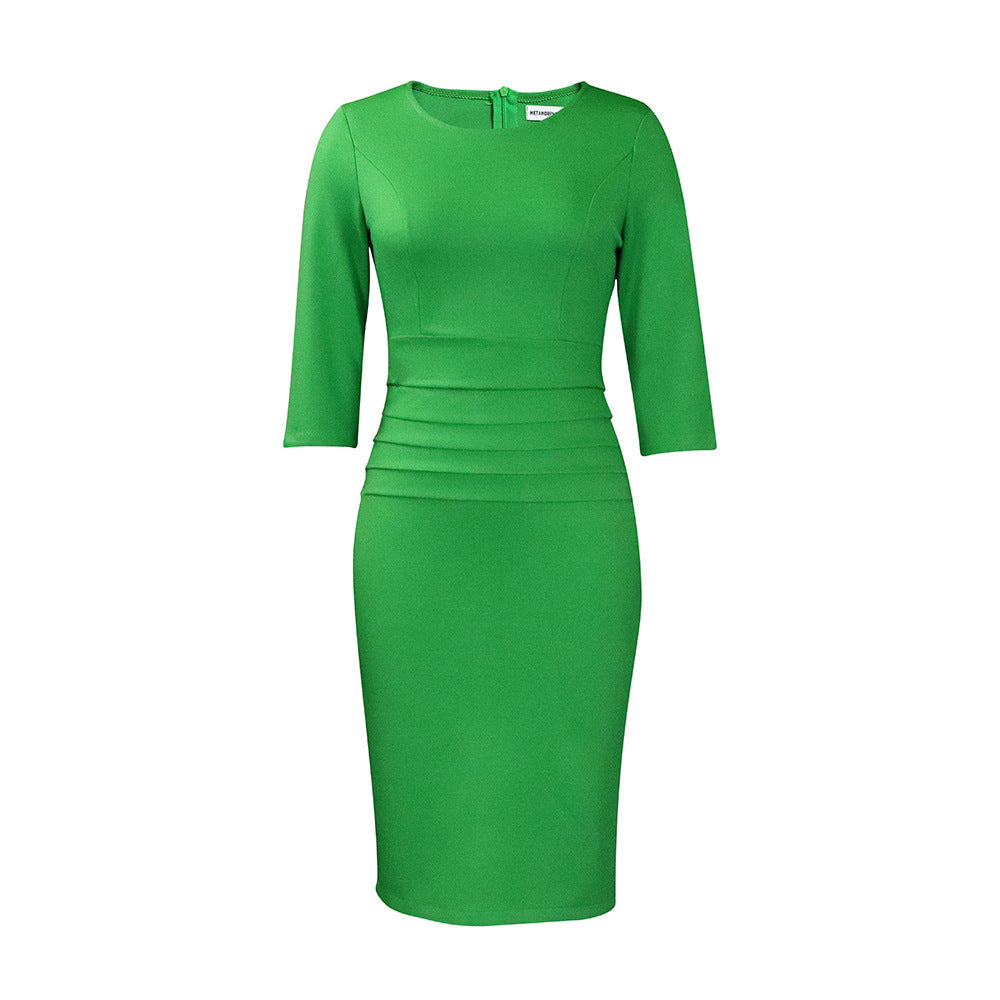 Damen Midi-Kleid 3/4-Ärmel Eveloria Elegantes Figurbetontes