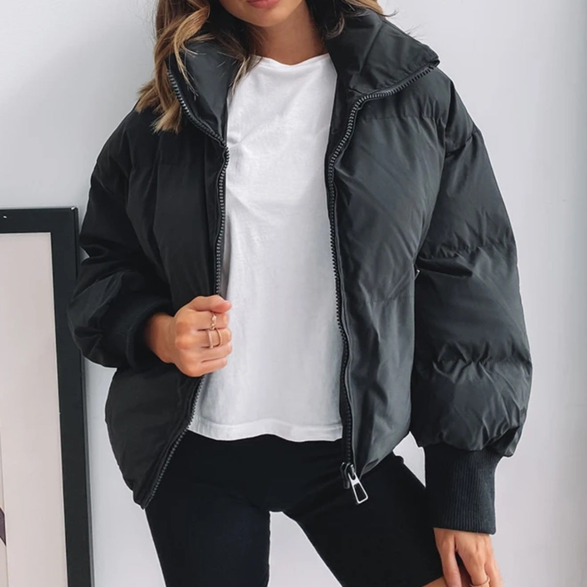 Damen Bomberjacke Gesteppt Kapuze Elastisch Eveloria