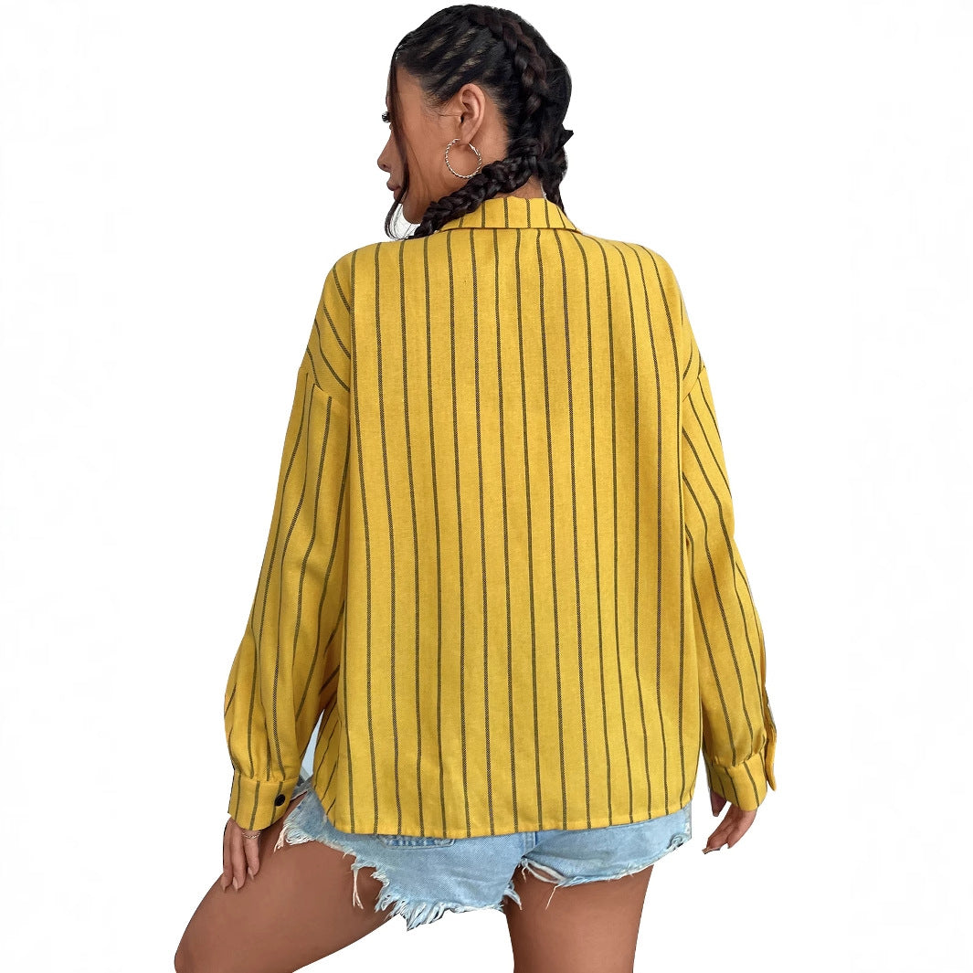 Damen Hemdbluse Gestreift Leichter Stoff Bequem Eveloria