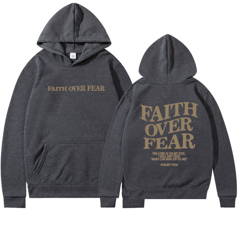 Damen Hoodie Bequem Inspirierender Schriftzug Grau Eveloria