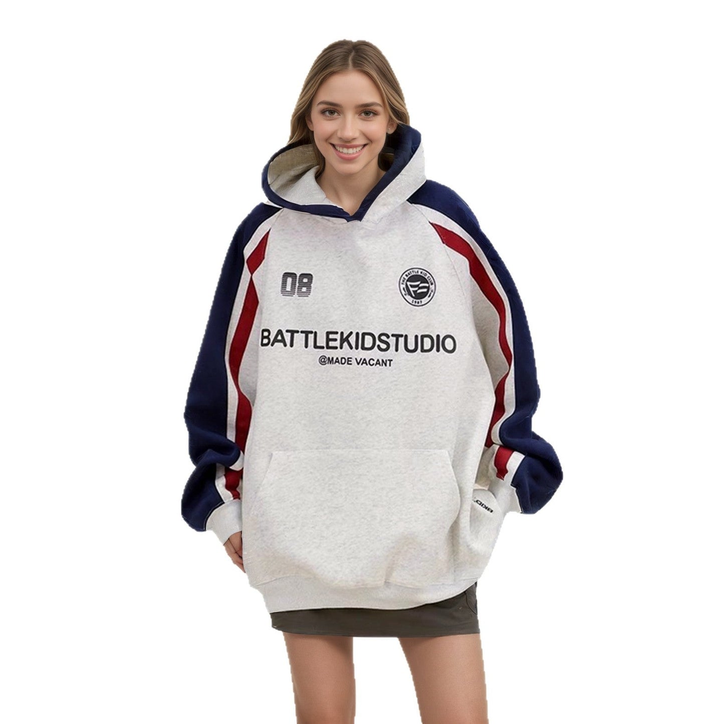 Damen Oversized Hoodie mit Grafiken Bequem Grau Eveloria