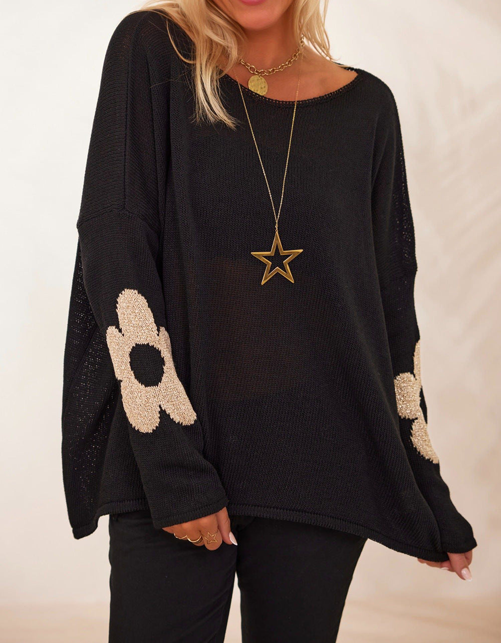 Damen Strickpullover Floral Eveloria