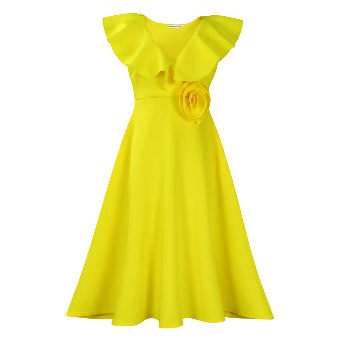 Damen A-Linien Kleid Rüschen Floralmuster Eveloria