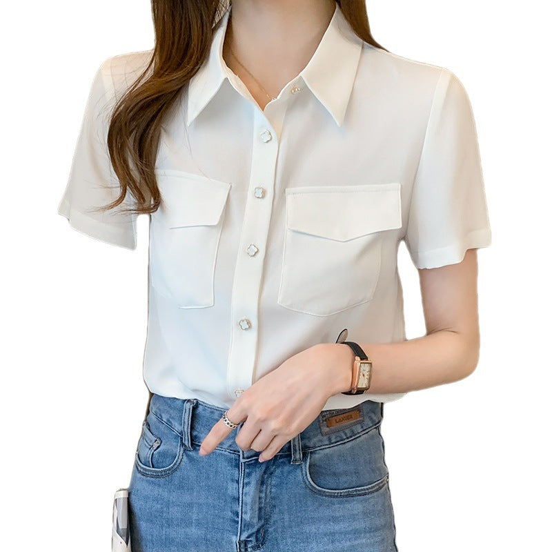Damen Bluse mit Schulterklappen und Taschen Eveloria