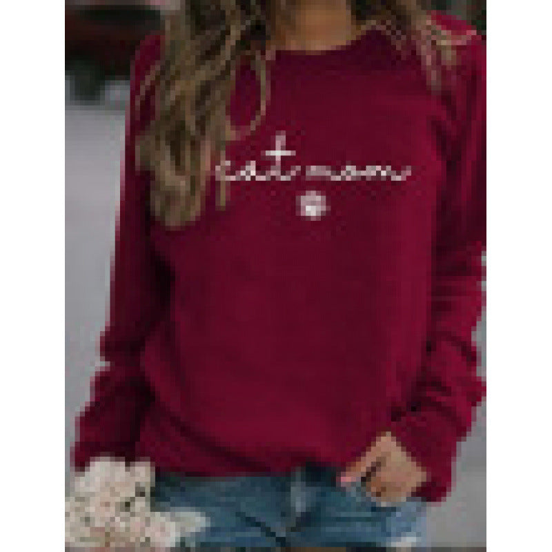 Damen Sweatshirt Katzenmama-Design Grau Eveloria