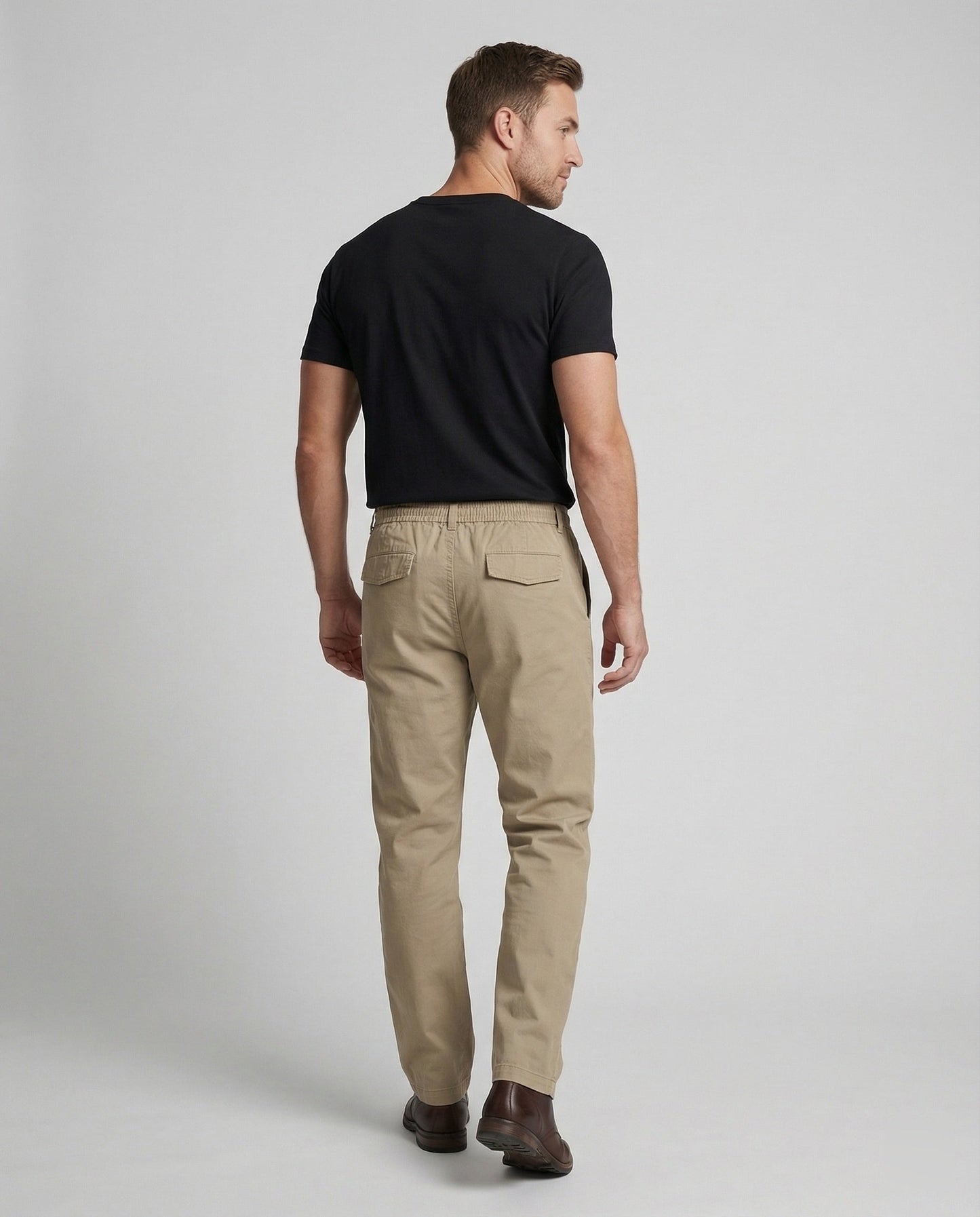 Herren Chino Straight Fit Hose Elastischer Bund