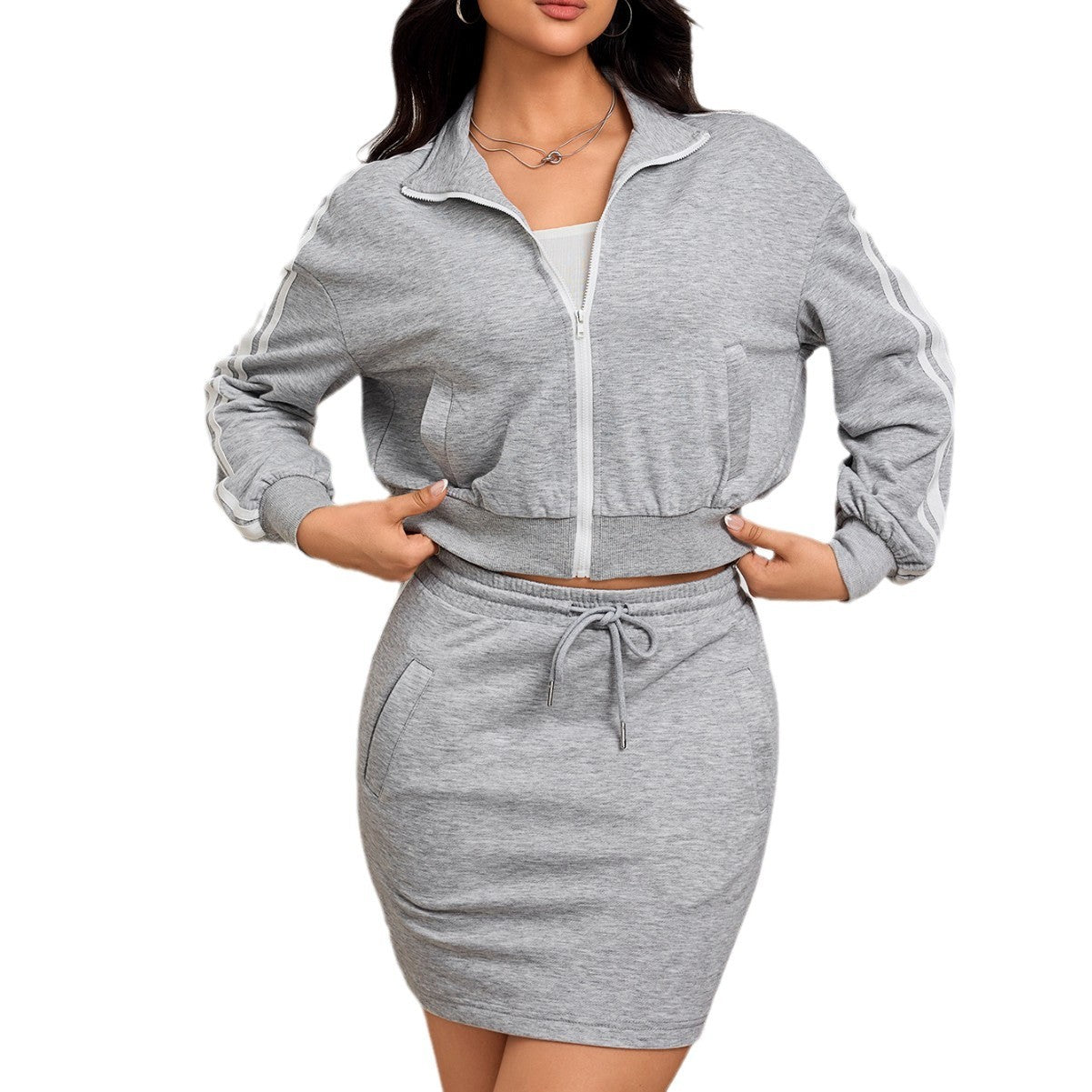 Damen Sportliches Set Figurbetonter Minirock Eveloria