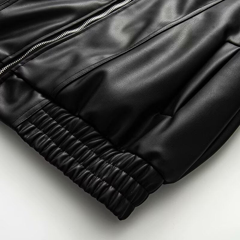 Damen Lederjacke Elastischer Bund Eveloria