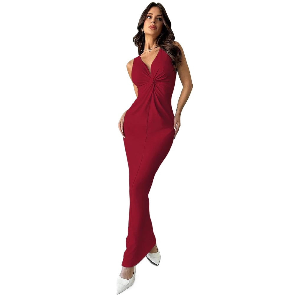 Damen Maxikleid Wickel-Design U-Boot-Ausschnitt Eveloria