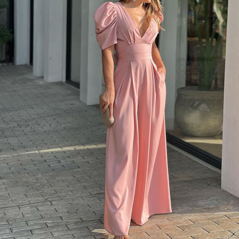 Damen Jumpsuit Puffärmel Elegant Eveloria